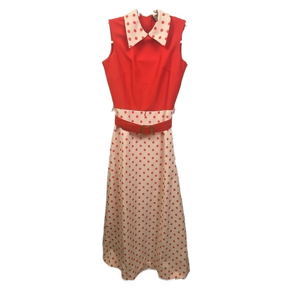 Vintage 60’s NWT Orange Polka Dot‎ Rockabilly Dress Set Midi Dress- Size 10